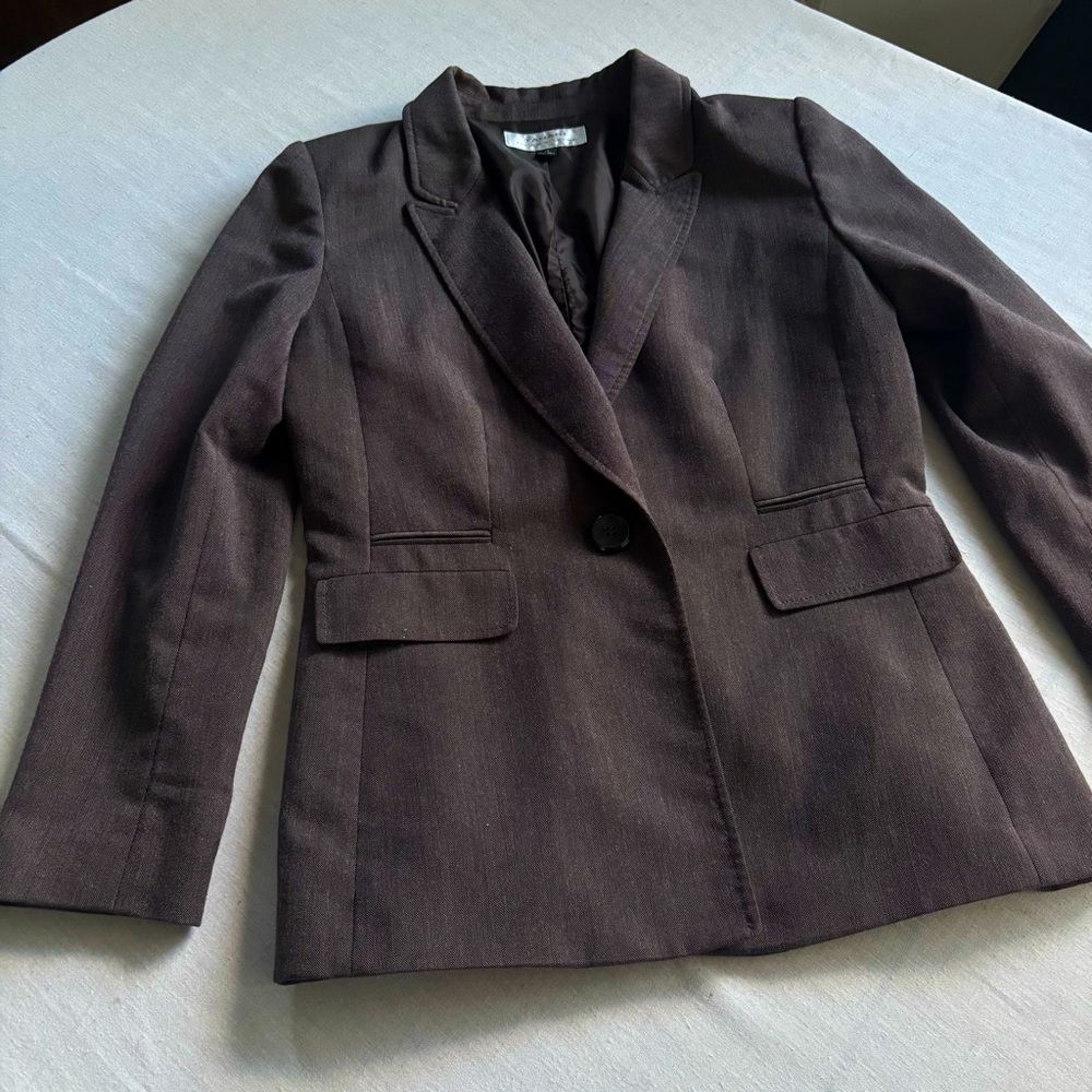 Tahari Brown Blazer Women’s 10 One Button Work Suit Jacket